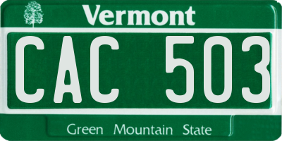 VT license plate CAC503