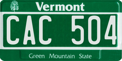 VT license plate CAC504