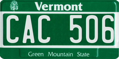 VT license plate CAC506