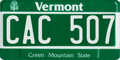 VT license plate CAC507