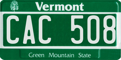 VT license plate CAC508