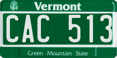 VT license plate CAC513