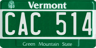VT license plate CAC514
