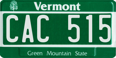 VT license plate CAC515