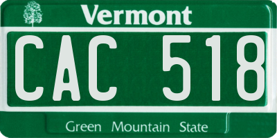 VT license plate CAC518