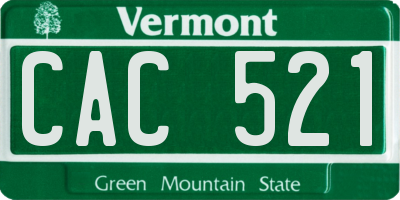VT license plate CAC521