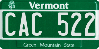 VT license plate CAC522