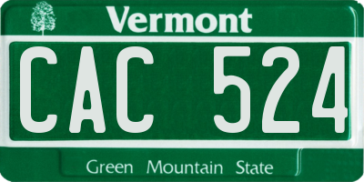 VT license plate CAC524