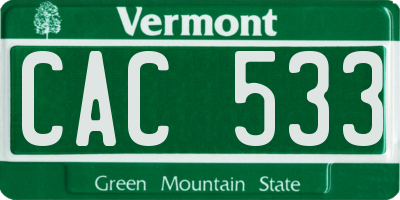 VT license plate CAC533