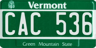 VT license plate CAC536