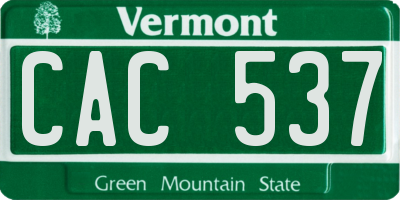 VT license plate CAC537