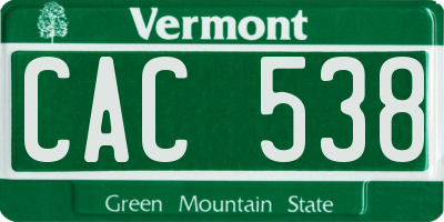 VT license plate CAC538