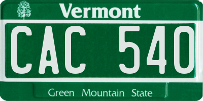 VT license plate CAC540