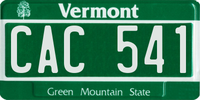 VT license plate CAC541