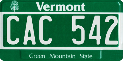 VT license plate CAC542
