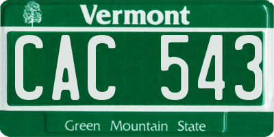 VT license plate CAC543