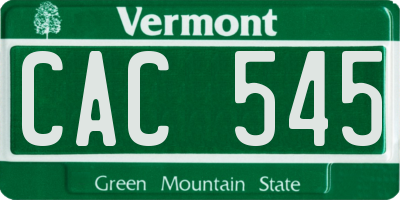 VT license plate CAC545