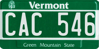 VT license plate CAC546