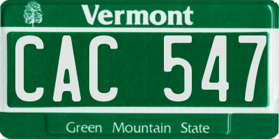 VT license plate CAC547