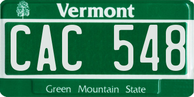 VT license plate CAC548