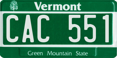VT license plate CAC551