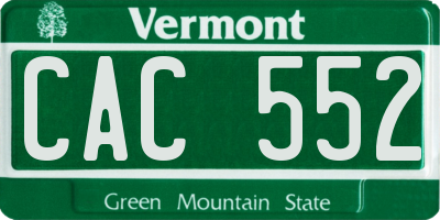 VT license plate CAC552