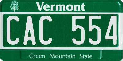 VT license plate CAC554