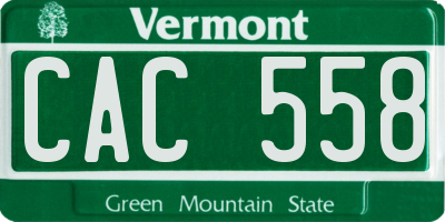 VT license plate CAC558