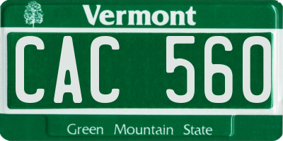 VT license plate CAC560