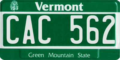 VT license plate CAC562
