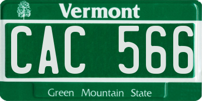 VT license plate CAC566
