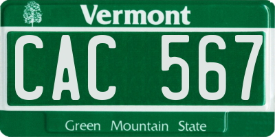 VT license plate CAC567