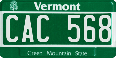 VT license plate CAC568