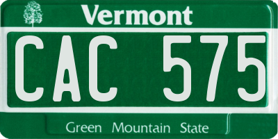 VT license plate CAC575