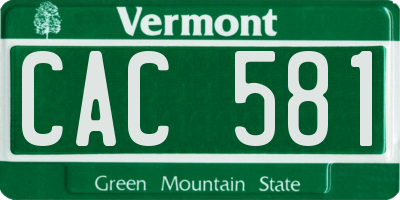 VT license plate CAC581