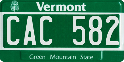 VT license plate CAC582