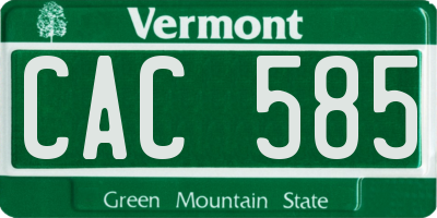 VT license plate CAC585