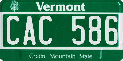 VT license plate CAC586