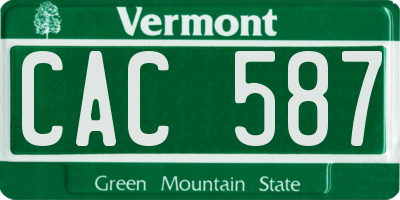 VT license plate CAC587