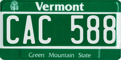 VT license plate CAC588
