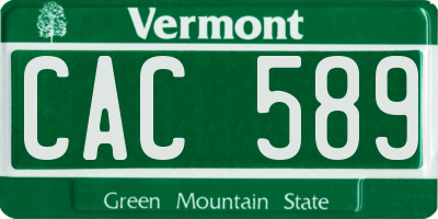 VT license plate CAC589
