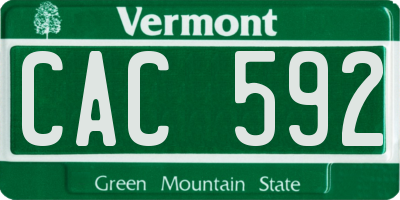 VT license plate CAC592