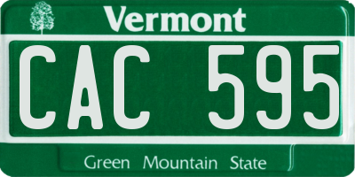 VT license plate CAC595