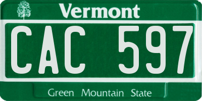 VT license plate CAC597