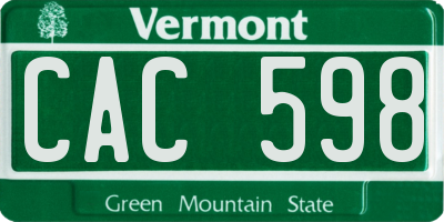 VT license plate CAC598