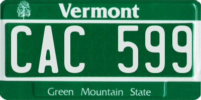 VT license plate CAC599