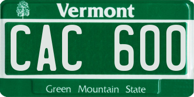 VT license plate CAC600
