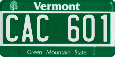 VT license plate CAC601