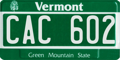 VT license plate CAC602