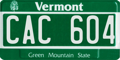 VT license plate CAC604